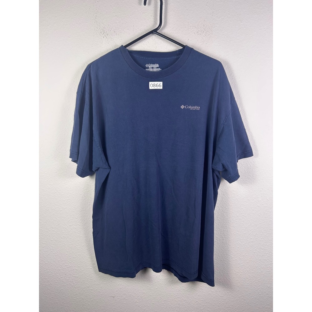 Columbia PFG Mens Short Sleeve Fishing T-Shirt Navy Blue Graphic Tee XL